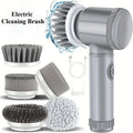 Cordless electric spin scrubber with five brush heads