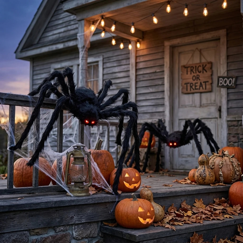 Giant bendable black Halloween spider decoration