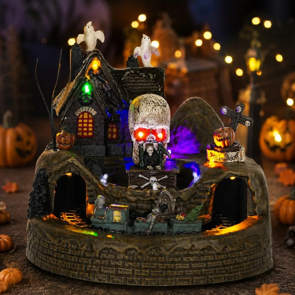LED Halloween Village Train Decoration with Sound