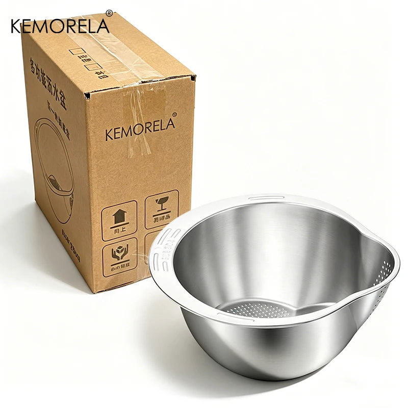 Stainless Steel Rice Washer & Strainer Bowl