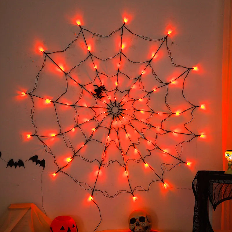 USB Glowing Spider Web Halloween Lights with Remote