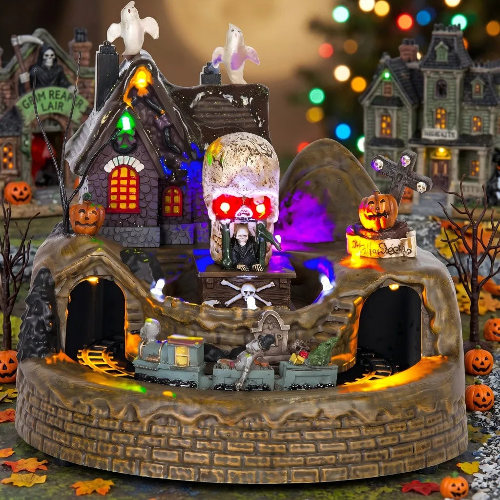 LED Halloween Village Train Decoration with Sound