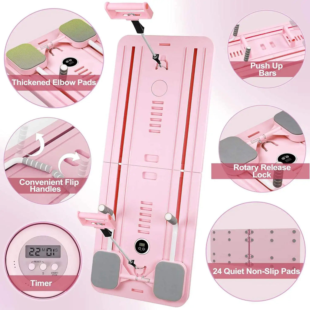 Foldable Pilates & Core Training Board with Resistance Cables