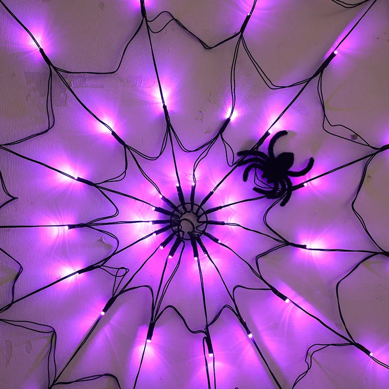 USB Glowing Spider Web Halloween Lights with Remote