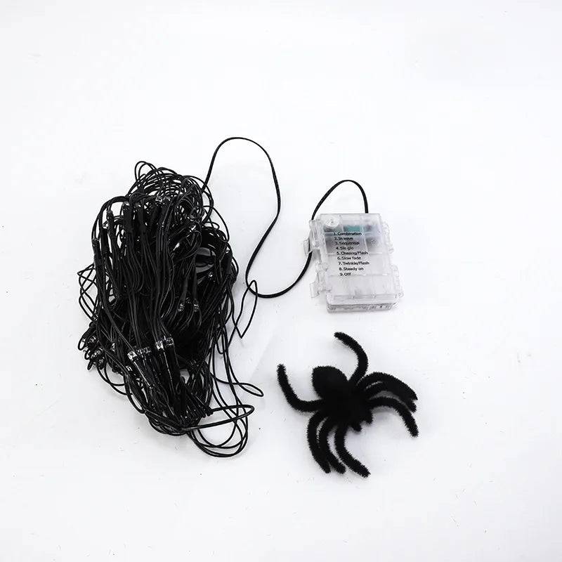 USB Glowing Spider Web Halloween Lights with Remote
