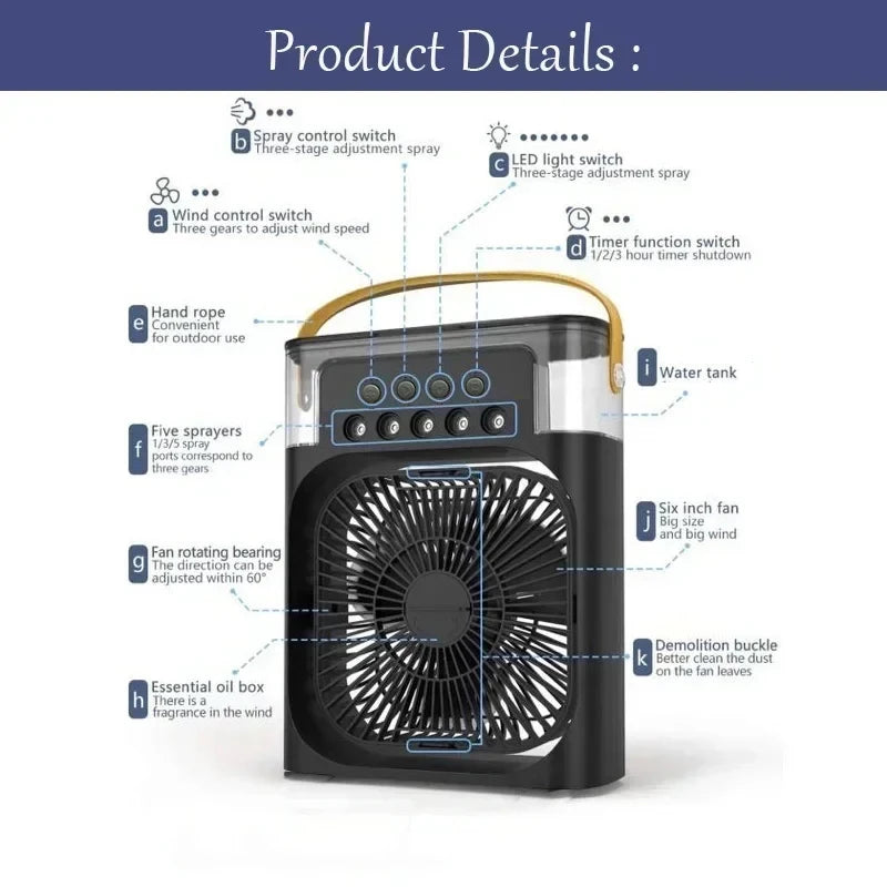 3-in-1 Mini Air Cooler, Humidifier & Night Light