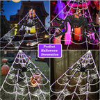 Giant LED Spider Web & Spider Halloween Decoration