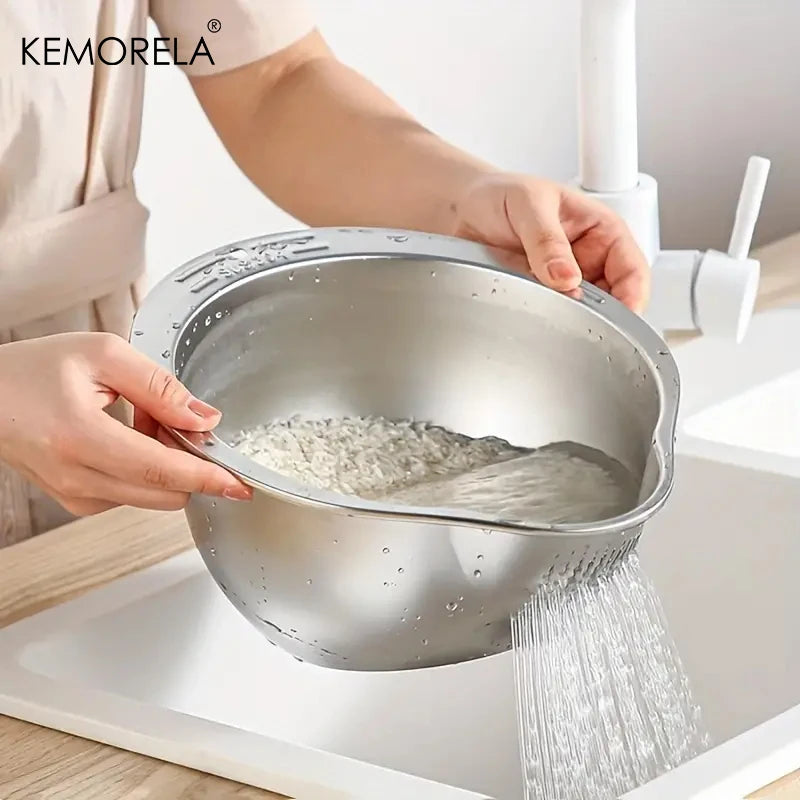 Stainless Steel Rice Washer & Strainer Bowl