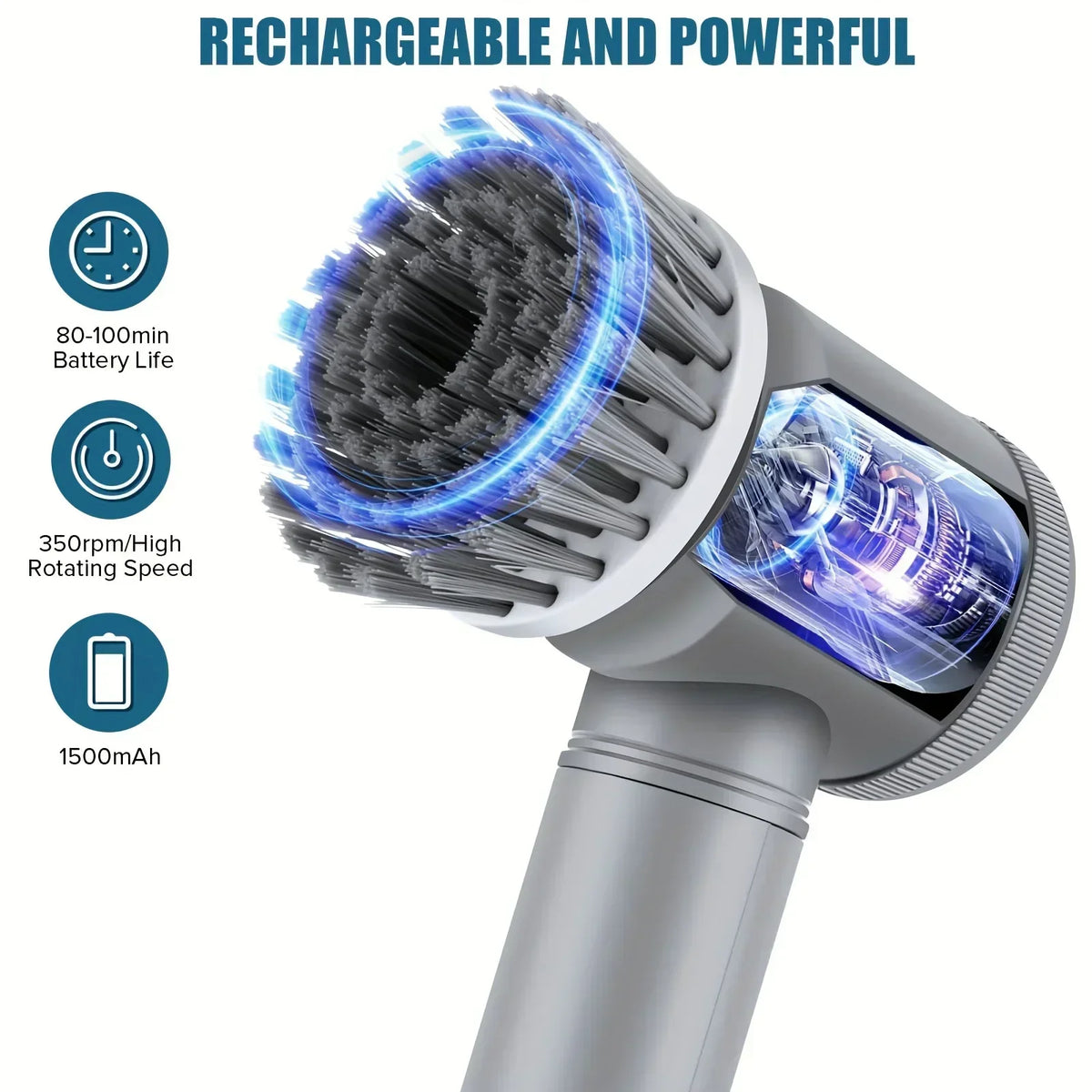 Cordless Electric Spin Scrubber with 5 Brush Heads