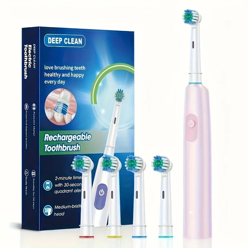 5-Mode Rechargeable Electric Toothbrush with Replacement Heads