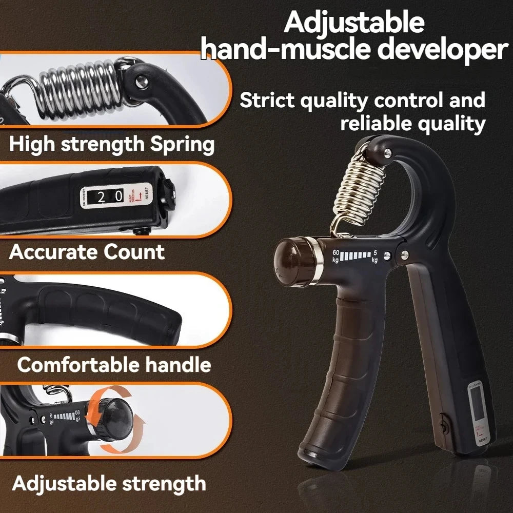5–60kg Adjustable Hand Grip Strengthener with Counter