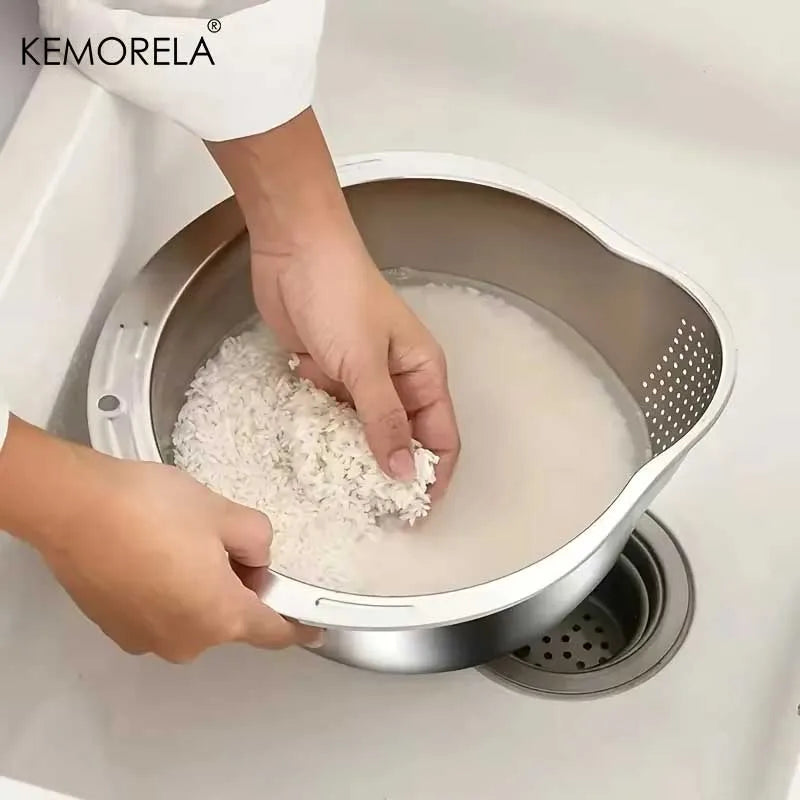 Stainless Steel Rice Washer & Strainer Bowl