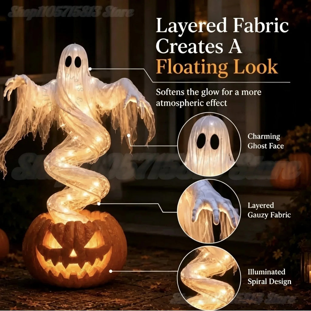 Light-Up Ghost & Pumpkin Halloween Yard Decoration