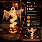 Light-up ghost and pumpkin Halloween yard decoration